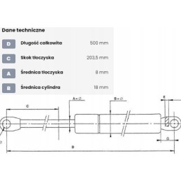 Dujinė spyruoklė l500 mm 150n stabilus ca447544