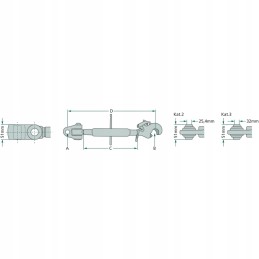Viršutinė jungtis 640 960 mm m36x3 cat 3 3