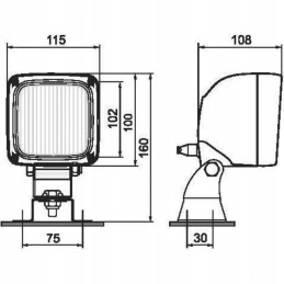 Halogeninė darbinė lempa kvadratinė h3 12 24v 160x115mm