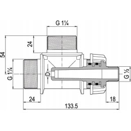 3 krypčių indukcinis bunkerio išmetimas 9 mm Venturi 135509 a