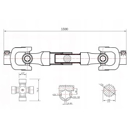 150 cm velenas, kardaninis velenas, freza