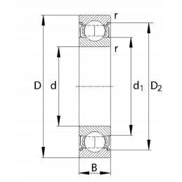 Rutulinis guolis paprastai 35x62x14 mm ina fag 60072rs