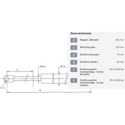 Dujinė spyruoklė l500 mm 900n stabilus ca064173