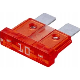 Plokščias saugiklis 10a l 20 mm raudona pakuotė 100 vnt