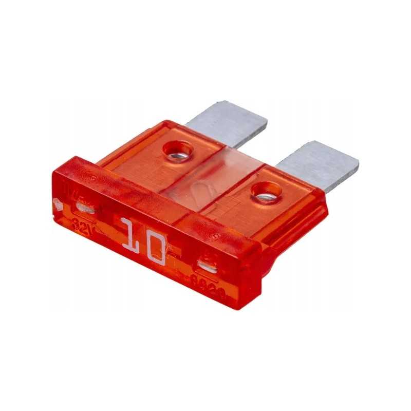 Plokščias saugiklis 10a l 20 mm raudona pakuotė 100 vnt