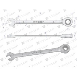 Atviras raktas su reketu 8 mm teger mot