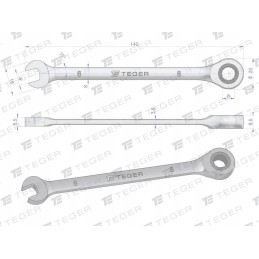 Atviras raktas su reketu 8 mm teger mot