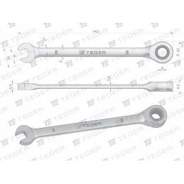 Atviras raktas su reketu 8 mm teger mot