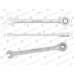 Atviras raktas su reketu 8 mm teger mot