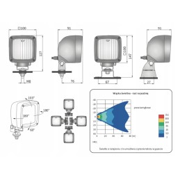 Halogeninis atbulinės eigos žibintas Wesem HK1 42302 100x100mm