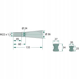 Krautuvas l 810 mm oe 20 išlenktas