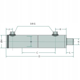 Cilindras 29mm 5t 80mm 250bar 90mm granitas