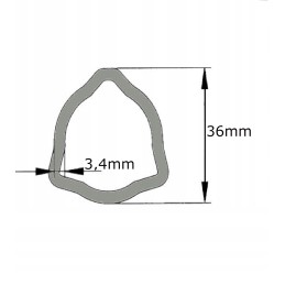 Kardaninio veleno vamzdis, profiliuotas trikampis, 36x3, 4mm, 1m