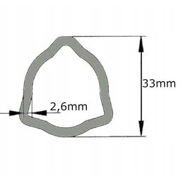 Kardaninio veleno vamzdis, profiliuotas trikampis, 33x2 6mm, 1m