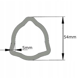 Kardaninio veleno vamzdis, profiliuotas trikampis, 54x5mm, 1m