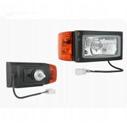 H4 tipo priekinis žibintas su kabeliu ir stiprintuvo jungtimi, dešinėje