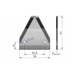 Derliaus nuėmimo peilis 84x76x3mm skylė 6 5 aplikacija 611203