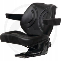 Juoda traktoriaus sėdynė su odiniu pavadinimu: loketnik