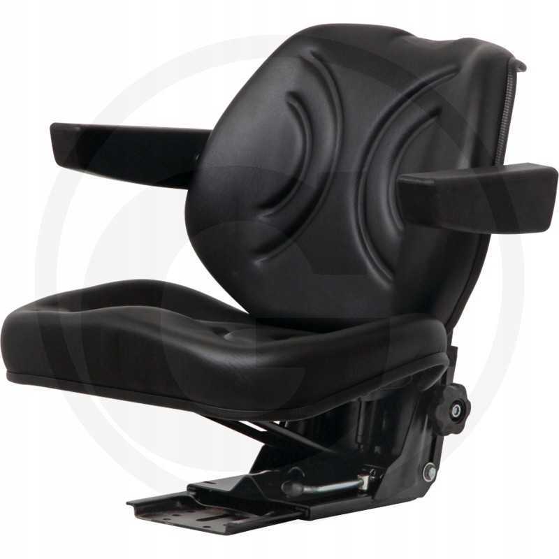 Juoda traktoriaus sėdynė su odiniu pavadinimu: loketnik