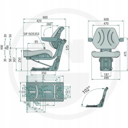 Juoda traktoriaus sėdynė su odiniu pavadinimu: loketnik