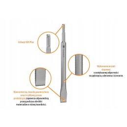 Plokščiasis betoninis kaltas SDS Plus 75x250 mm teger m