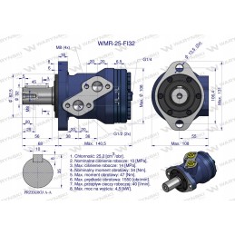 25 cm3 hidraulinis variklis su 32 mm Warynski velenu