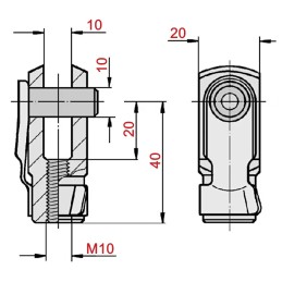 Šakės su stiebu m10x40 ca98140 kramp