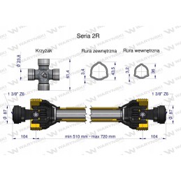 Kardaninis pavaros velenas 510 720 mm Warynski