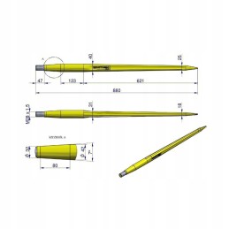 Tiesus krautuvo piršto dantis 880mm m28x1 5 apsisukimai