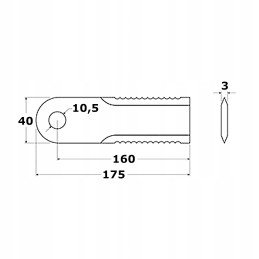 Pašarų kombaino peilis 175x40x3mm 10 5mm bizon hf 40151