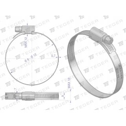 Užveržimo juosta 8 12 sraigė, plotis 9mm, teg