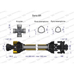 Kardaninis velenas 860 1300 1240 Varyna frikcinė sankaba