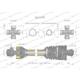 Šarnyrinis ir teleskopinis velenas 860 1250mm 830nm mova