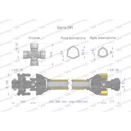 Kardaninis velenas 860 1250 460nm Warynski