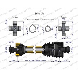 Kardaninis velenas 760 1070mm 270nm plataus kampo CE Warynski