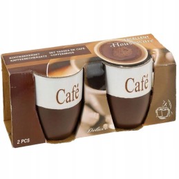 Baltos ir rudos spalvos kavos puodelių rinkinys