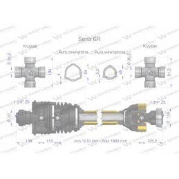 Šarnyrinis ir teleskopinis velenas 1210 1880mm 830nm