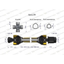 Kardaninis velenas 1010 1560mm 460nm serija 3r Warynski