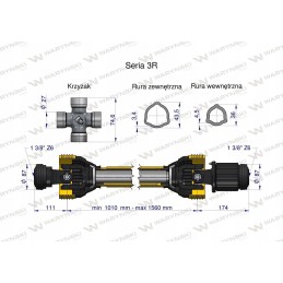 Kardaninis velenas 1010 1560mm 460nm serija 3r Warynski