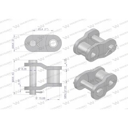 Grandinės jungtis, tiesi plokštė, p16b 1 r1 1 var