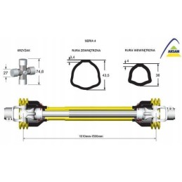 Šarnyrinis ir teleskopinis velenas 1010 1500mm 460nm s 4