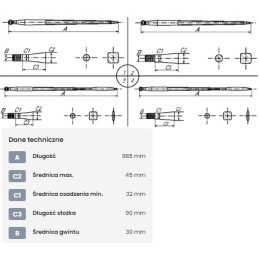 Krautuvas yra paprastas kvadratinis profilis 45x985 mm