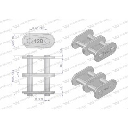 Grandininė spyna, tiesi plokštelė, z12b 2 r2 3 4 warin