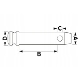 Apatinės trauklės kaištis 22x44mm sriegis 5 8 ca