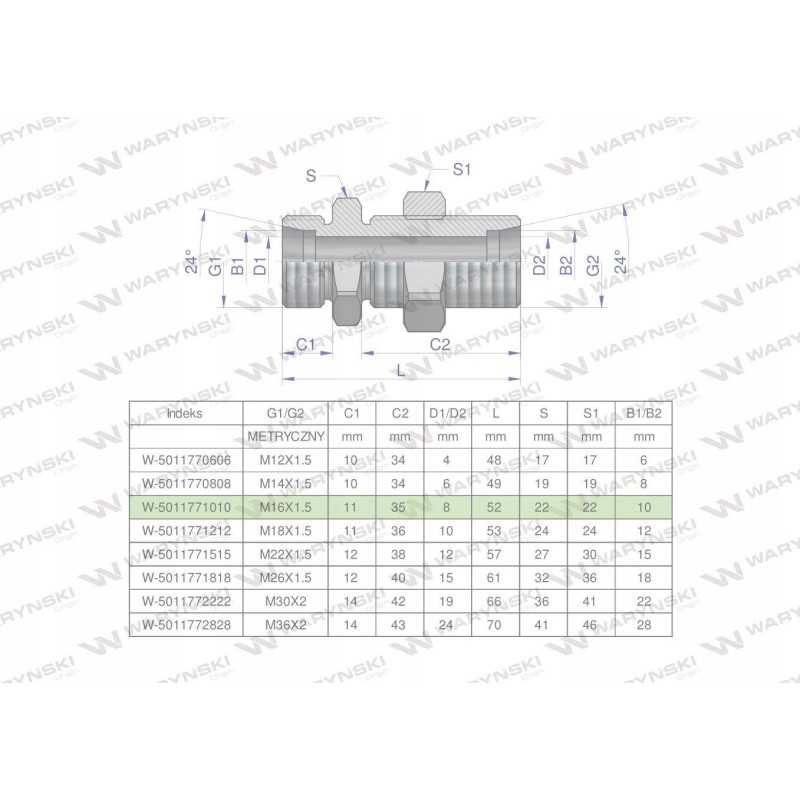Metrinė pertvaros hidraulinė jungtis bb m16x1