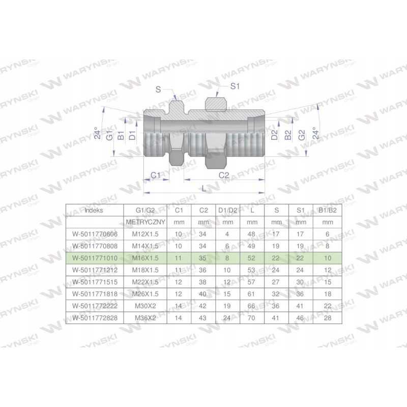 Metrinė pertvaros hidraulinė jungtis bb m16x1