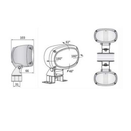 Halogeninė darbo lempa su omega laikikliu ir įmontuota