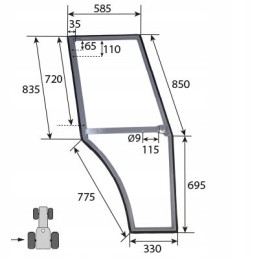 Massey Ferguson MF 300 traktoriaus kairiųjų durų rėmas