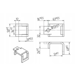 Dantų dangtelis 32x10 bagra profiliui 50x20 1417 00