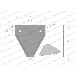 Derliaus nuėmimo peilis 80x76x2 7mm skylė 6 5 Warynski